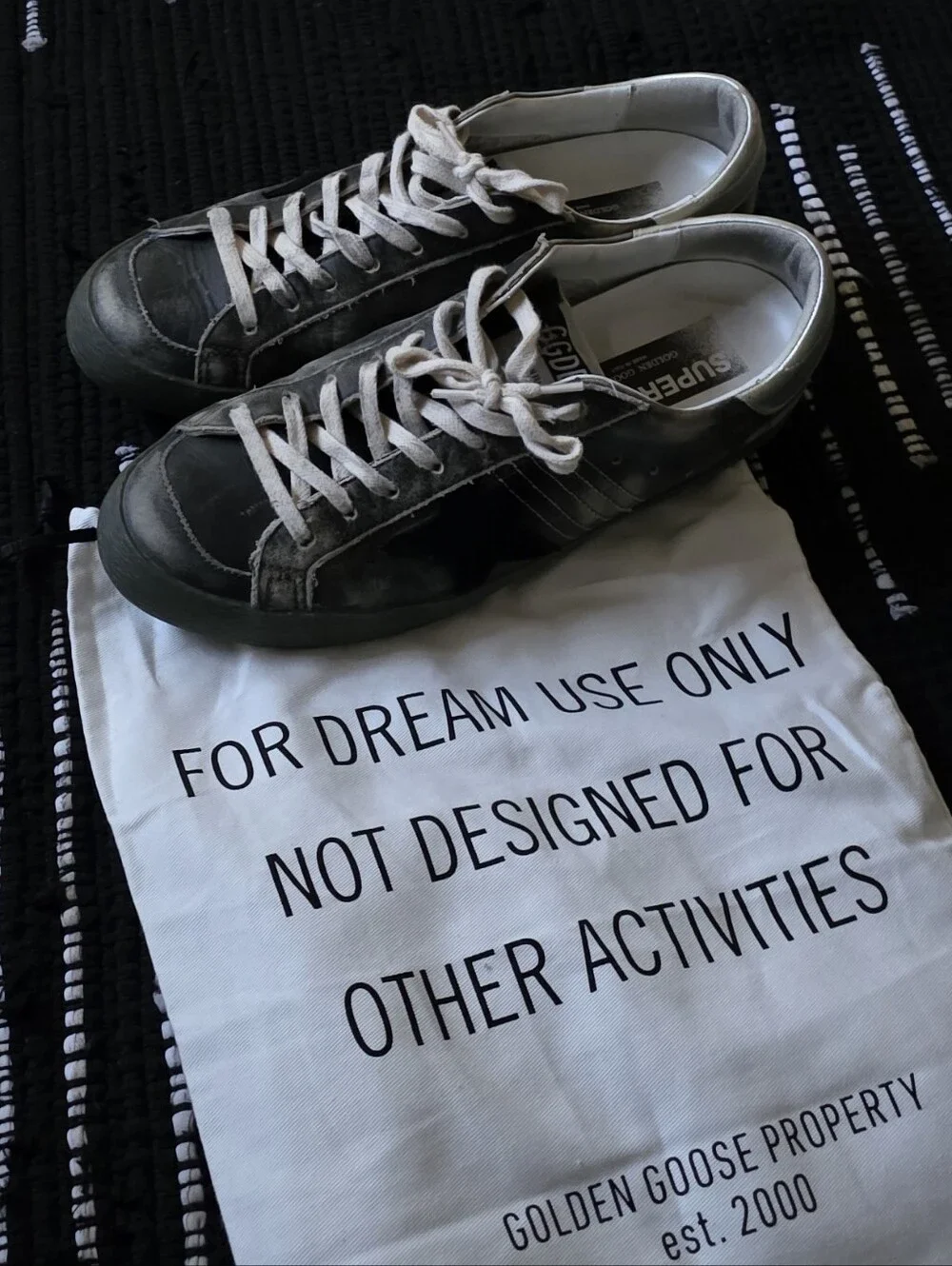 Golden Goose Black Silver Leather Super-Star Insole Sneakers
